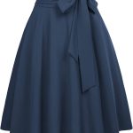 Belle Poque Women's High Waist A-Line Pockets Skirt Skater Flared Midi Skirt
